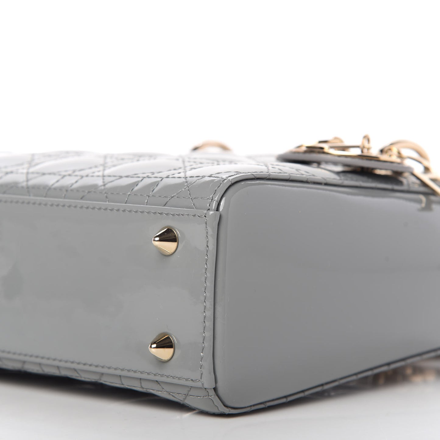 Patent Cannage Small Lady Dior Grey