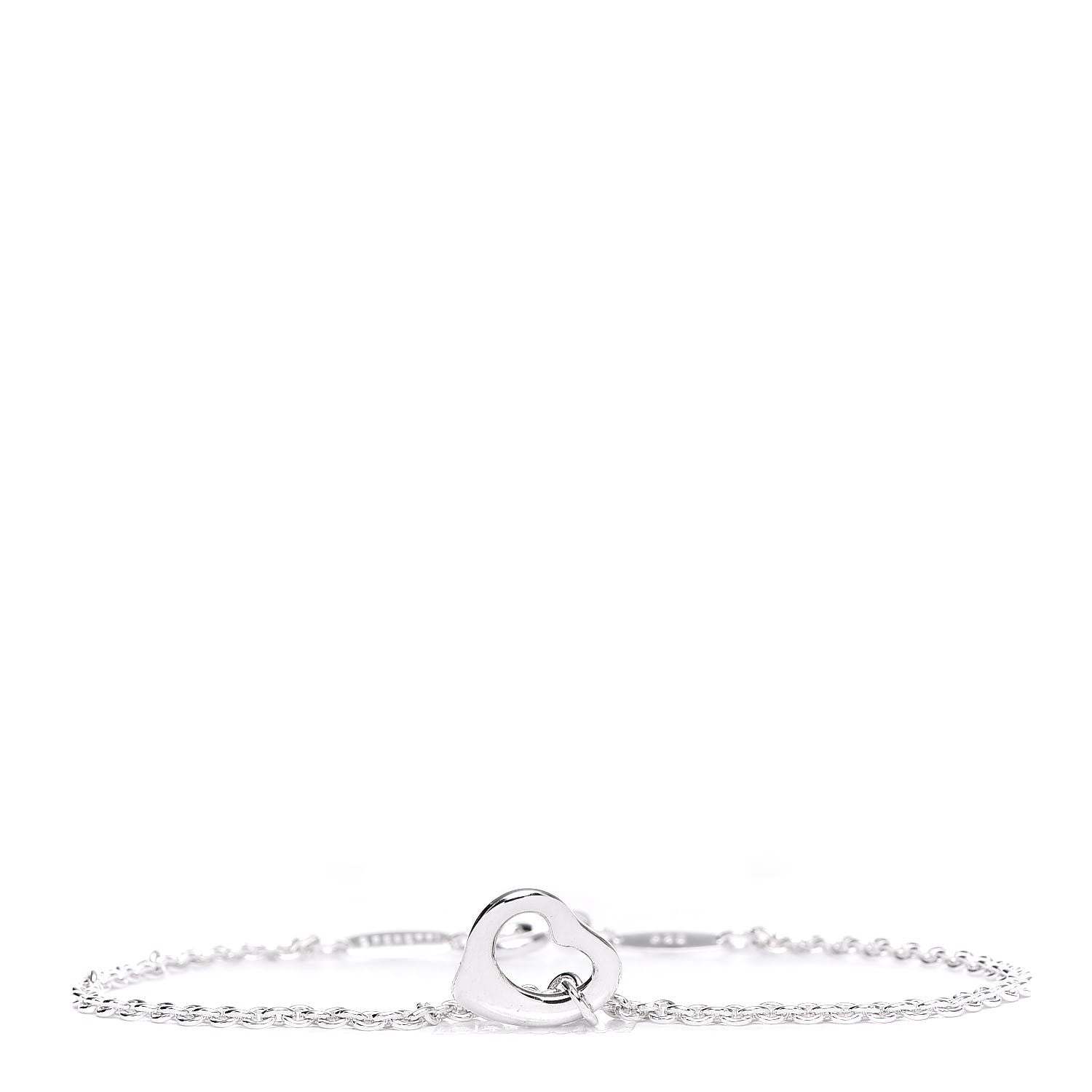 Tiffany Sterling Silver Elsa Peretti Open Heart Charm Bracelet 1 of 8