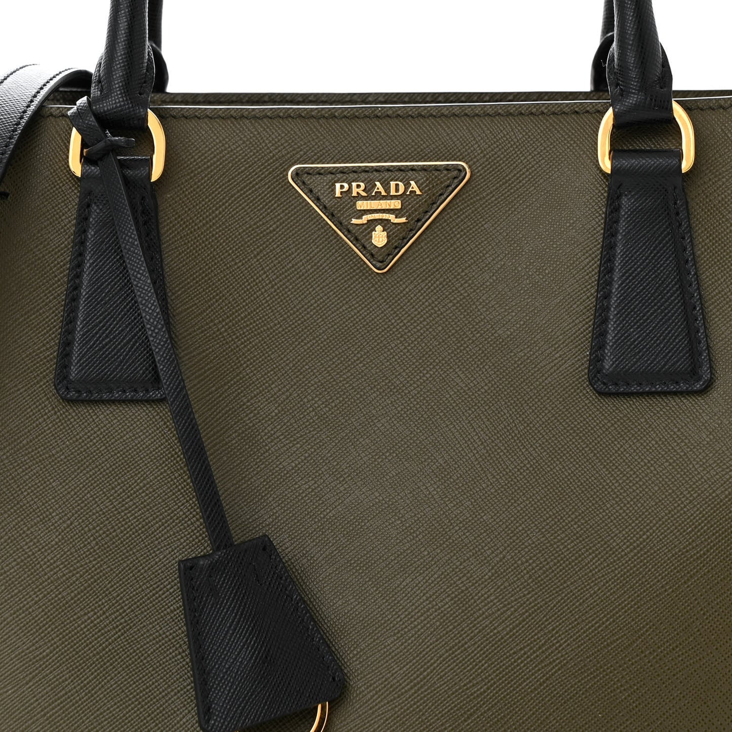 Saffiano Lux Bi-Color Medium Tote Militare Black