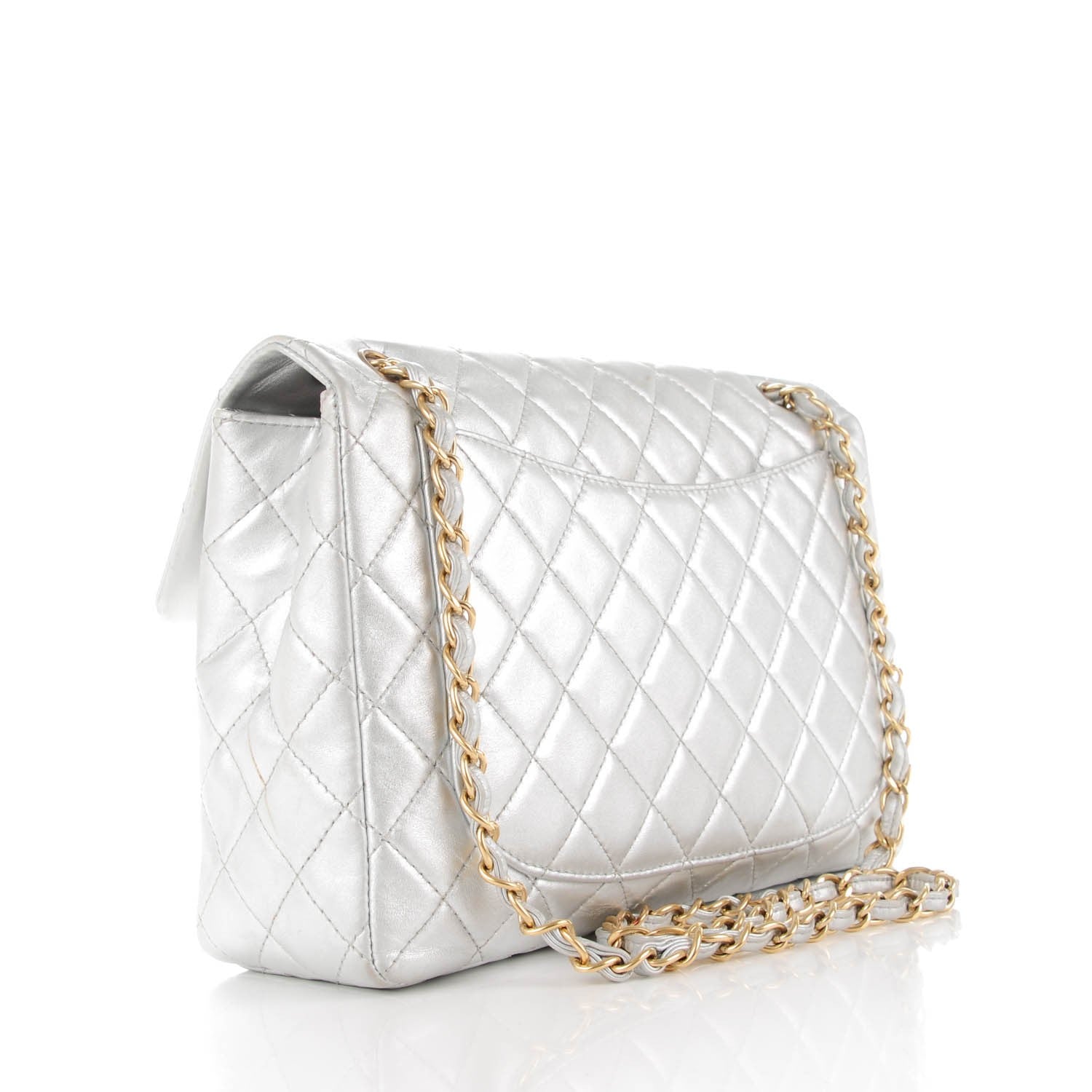 Chanel Metallic Lambskin Quilted Maxi Single Flap Silver 3 of 10