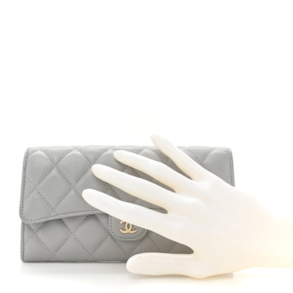 Chanel Caviar Quilted Large Gusset Flap Wallet Grey 2 of 19