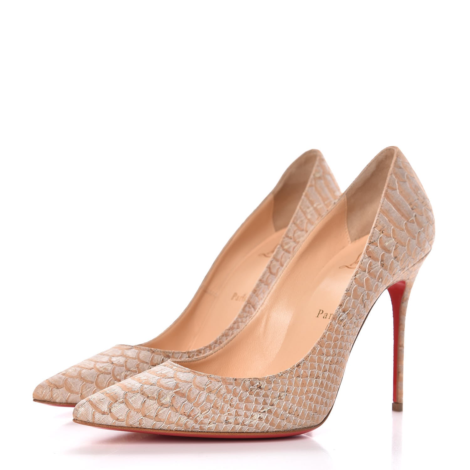 Christian Louboutin Liege Embossed Decollete 554 100 Pumps 40.5 Beige 3 of 8