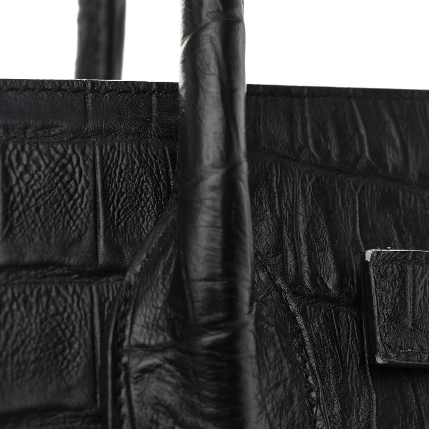 Calfskin Crocodile Embossed Small Sac de Jour Black