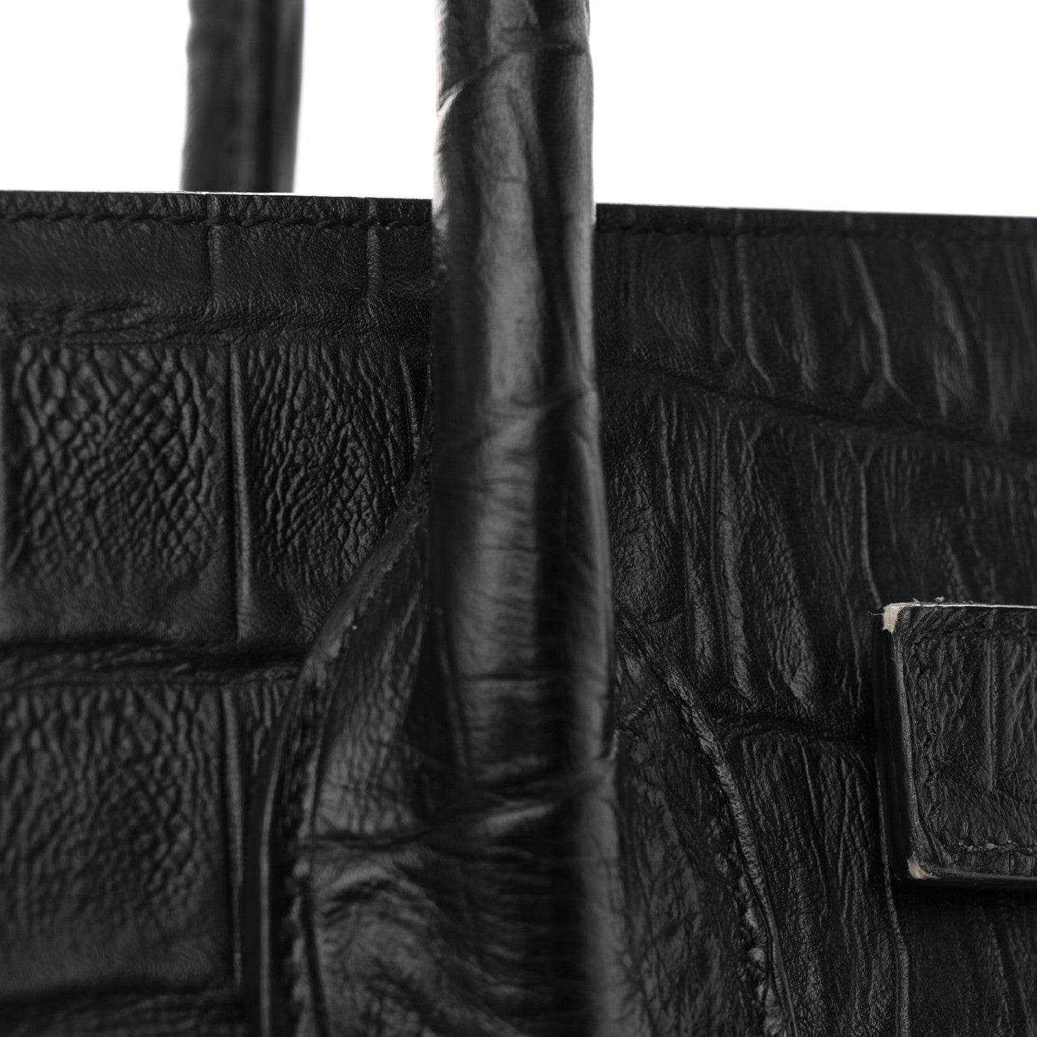 Saint Laurent Calfskin Crocodile Embossed Small Sac de Jour Black 12 of 14