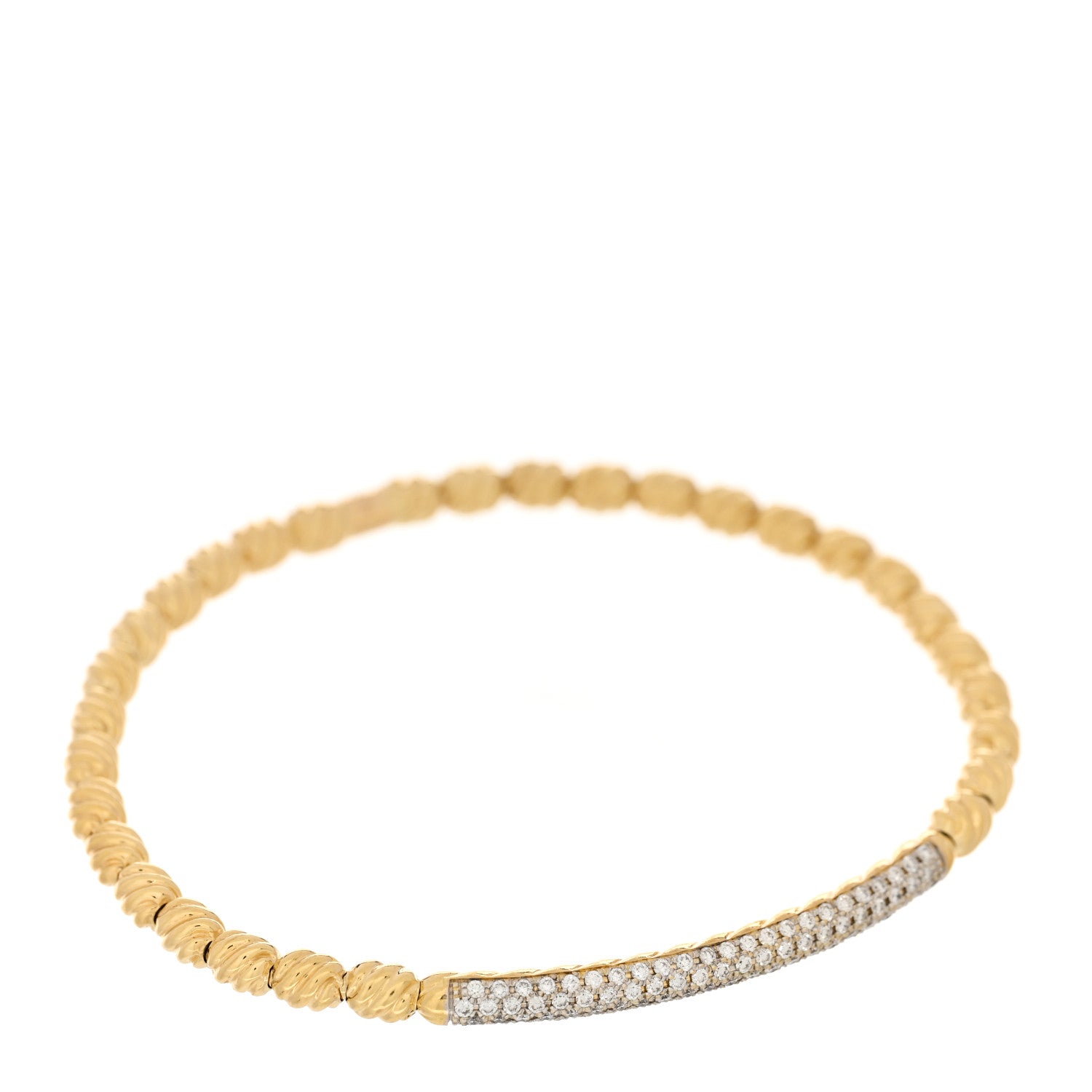 David Yurman 18K Yellow Gold Diamond Petite Pave Flex Bracelet 1 of 4
