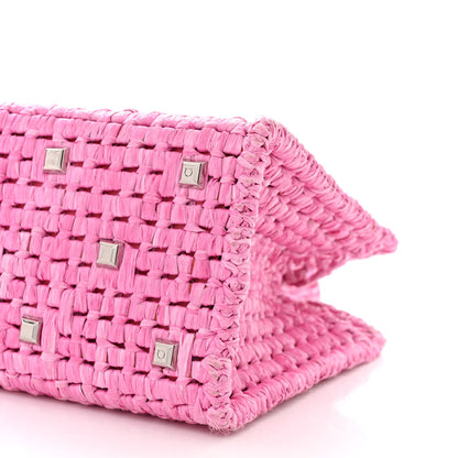 Salvatore Ferragamo Raffia The Studio Box Tote Pink 9 of 10