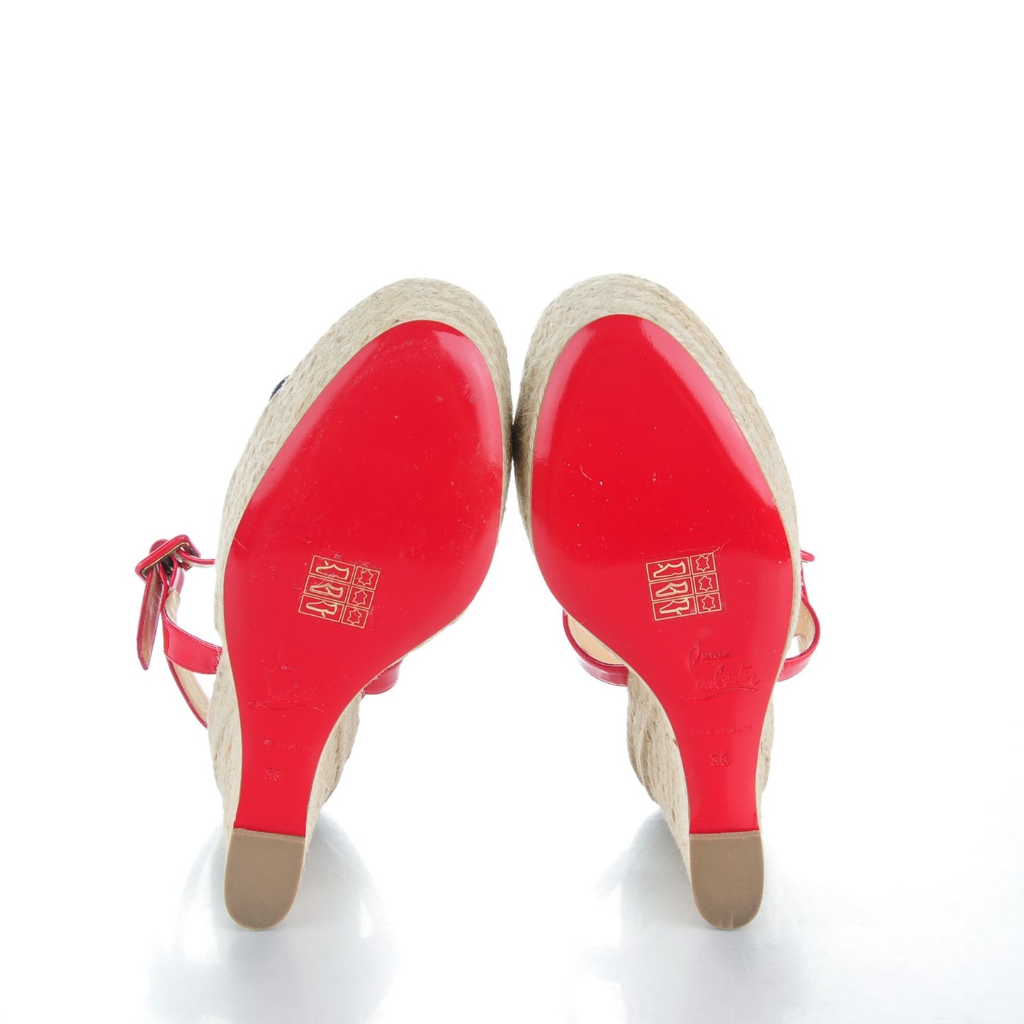 Patent Spachica 140 Wedge Sandals 38 Red White Navy