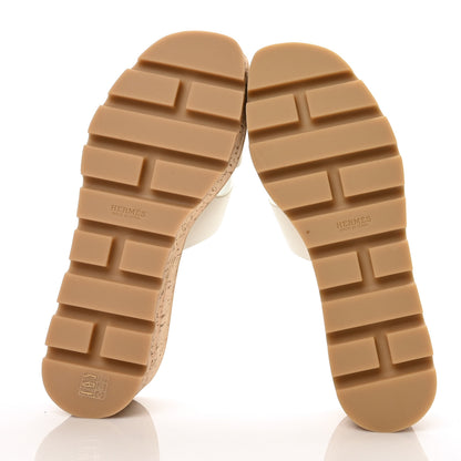 Hermes Calfskin Cork Eze 30 Sandals 38 White 5 of 9