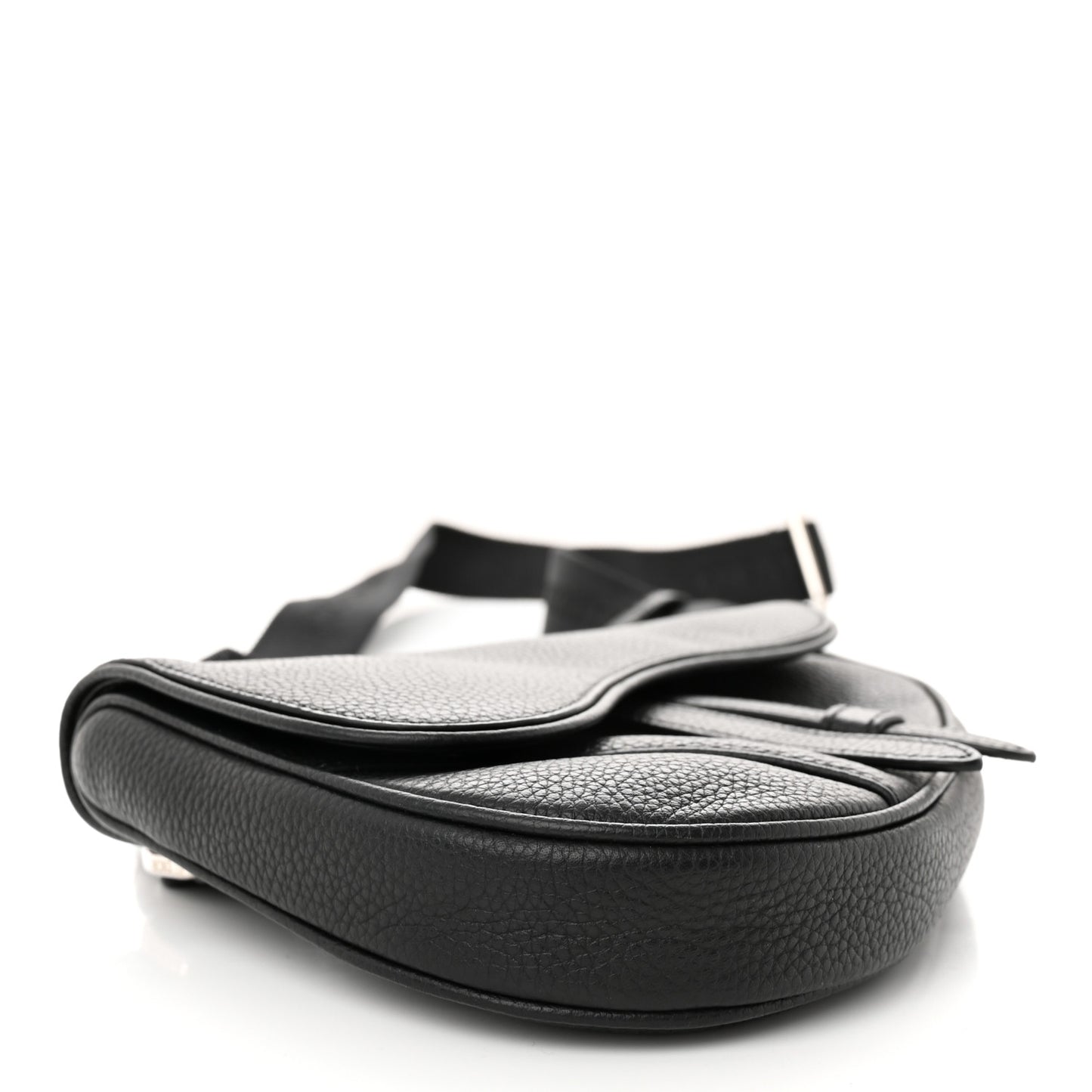 Grained Calfskin Mens Mini Saddle Bag Black