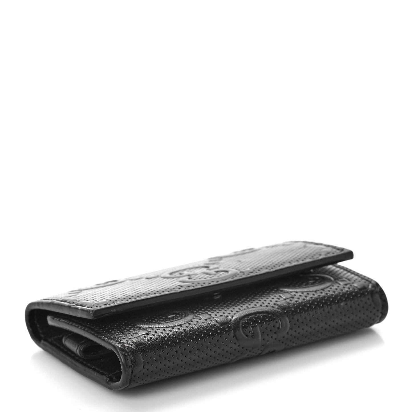Calfskin GG Tennis Embossed 6 Key Holder Case Black