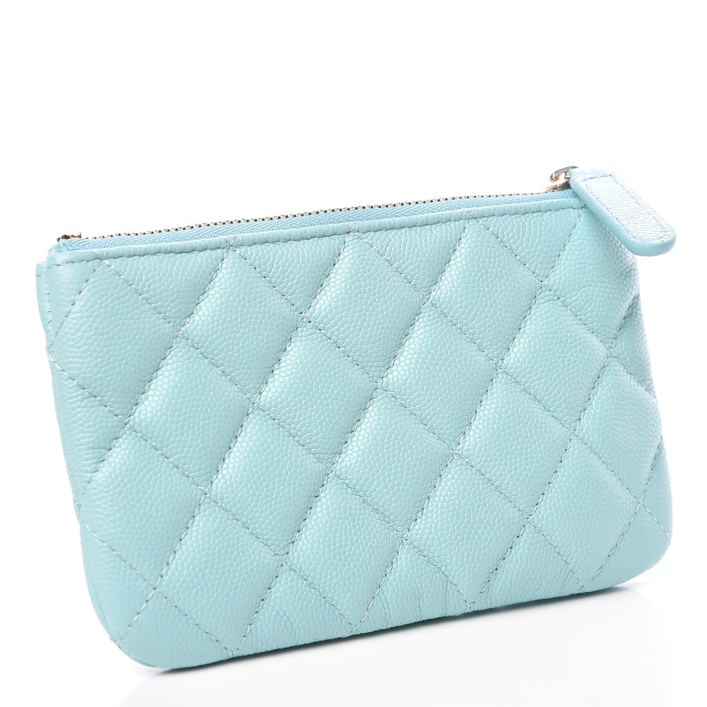 Caviar Quilted Small Cosmetic Case Light Blue