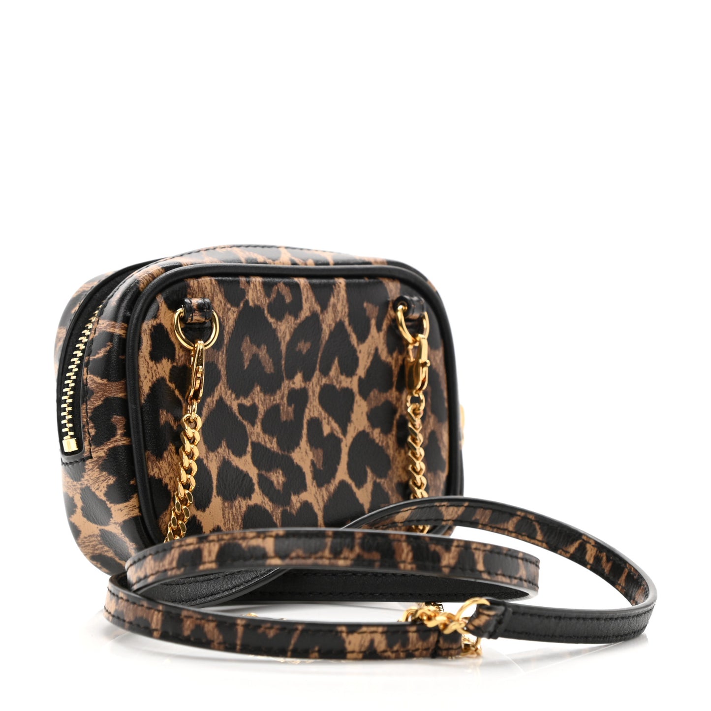 Calfskin Heart Leopard Print Monogram Baby Lou Camera Bag Toffee