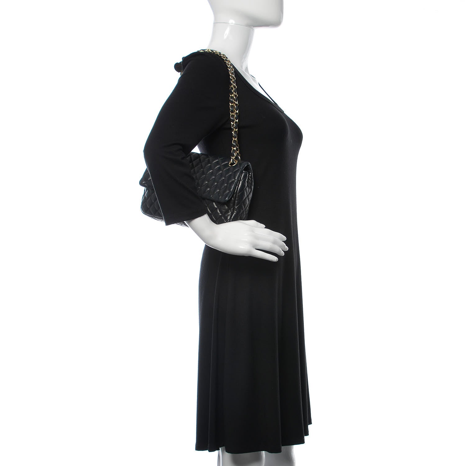 Chanel Lambskin Quilted Valentine Charms Medium Single Flap Black 2 of 9