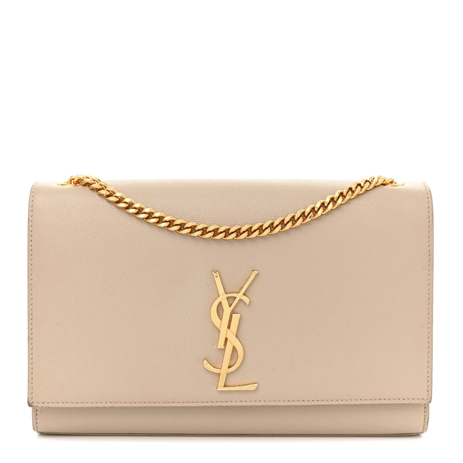 Saint Laurent Grain De Poudre Medium Monogram Kate Satchel Dark Beige 1 of 15