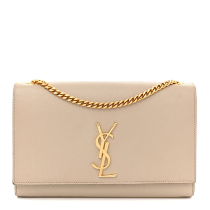 Saint Laurent Grain De Poudre Medium Monogram Kate Satchel Dark Beige 1 of 15