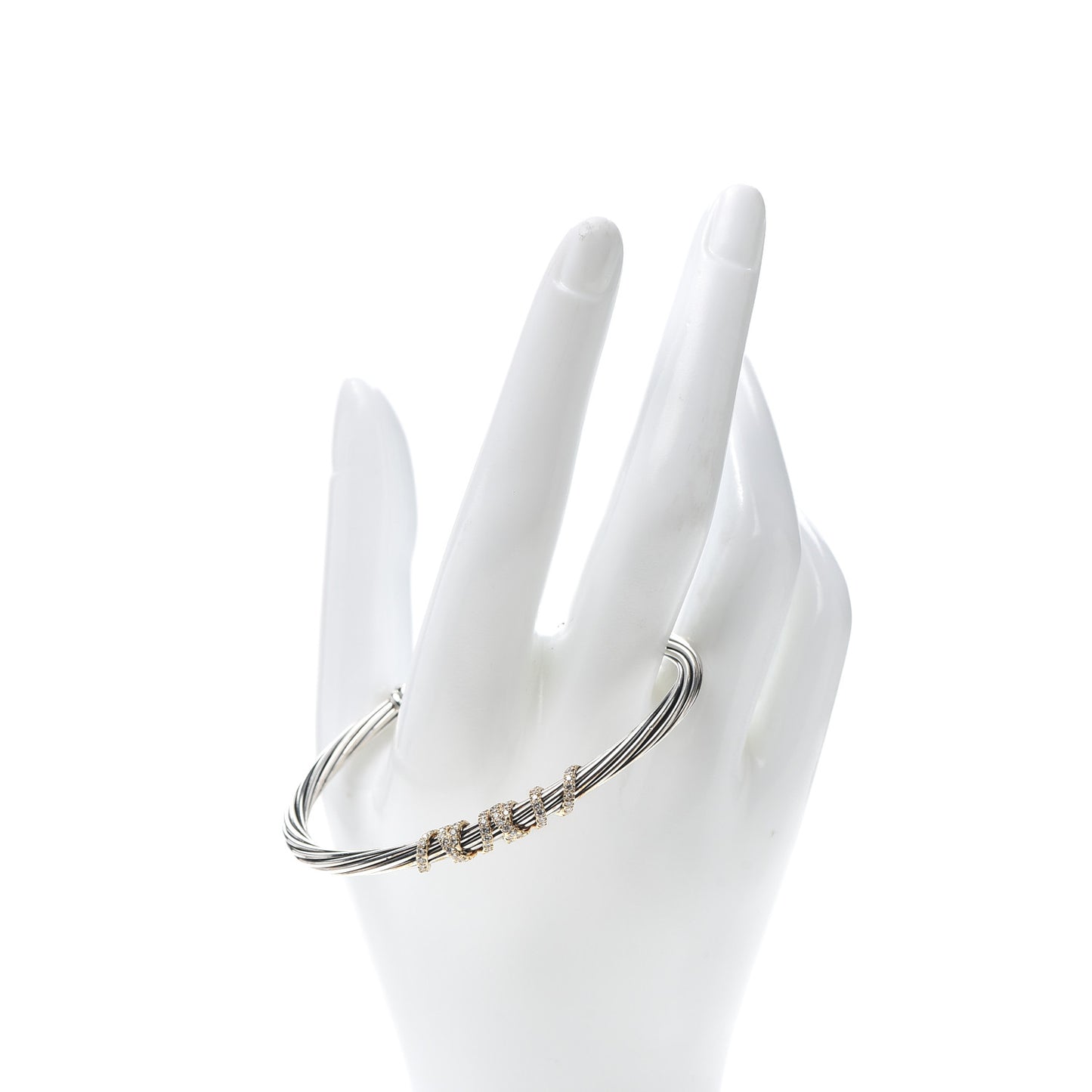 Sterling Silver 18K Yellow Gold Diamond 4mm Helena Station Bracelet