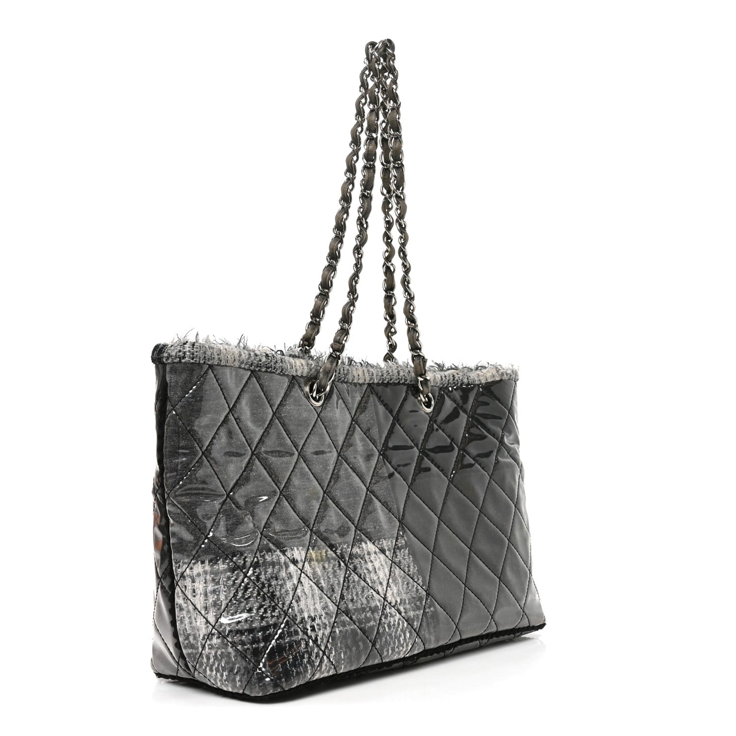 Vinyl Funny Tweed Patchwork Tote Grey