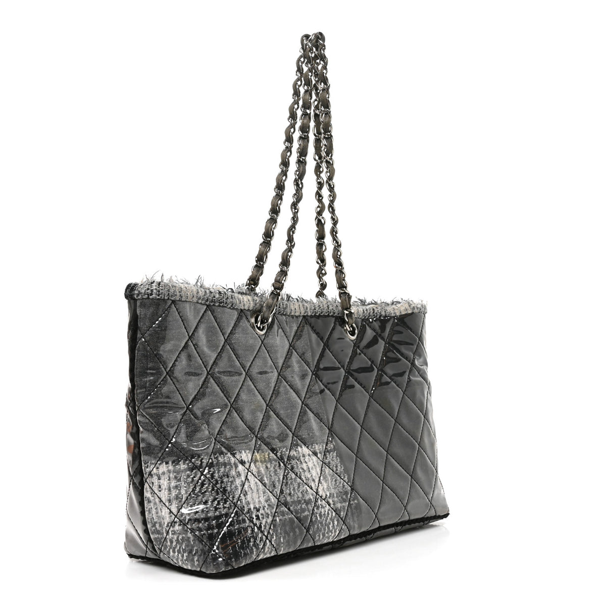 Chanel Vinyl Funny Tweed Patchwork Tote Grey 3 of 10