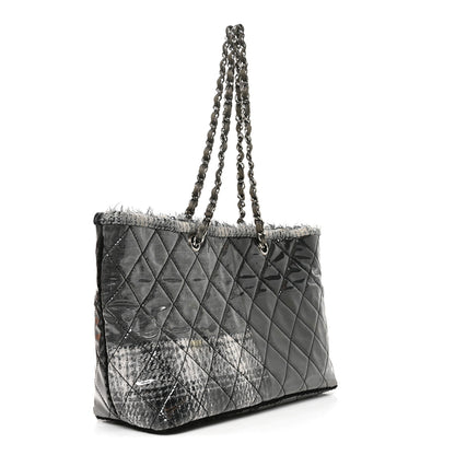 Chanel Vinyl Funny Tweed Patchwork Tote Grey 3 of 10