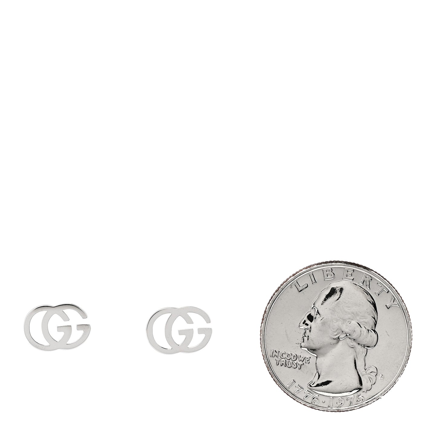 18K White Gold Running G Stud Earrings