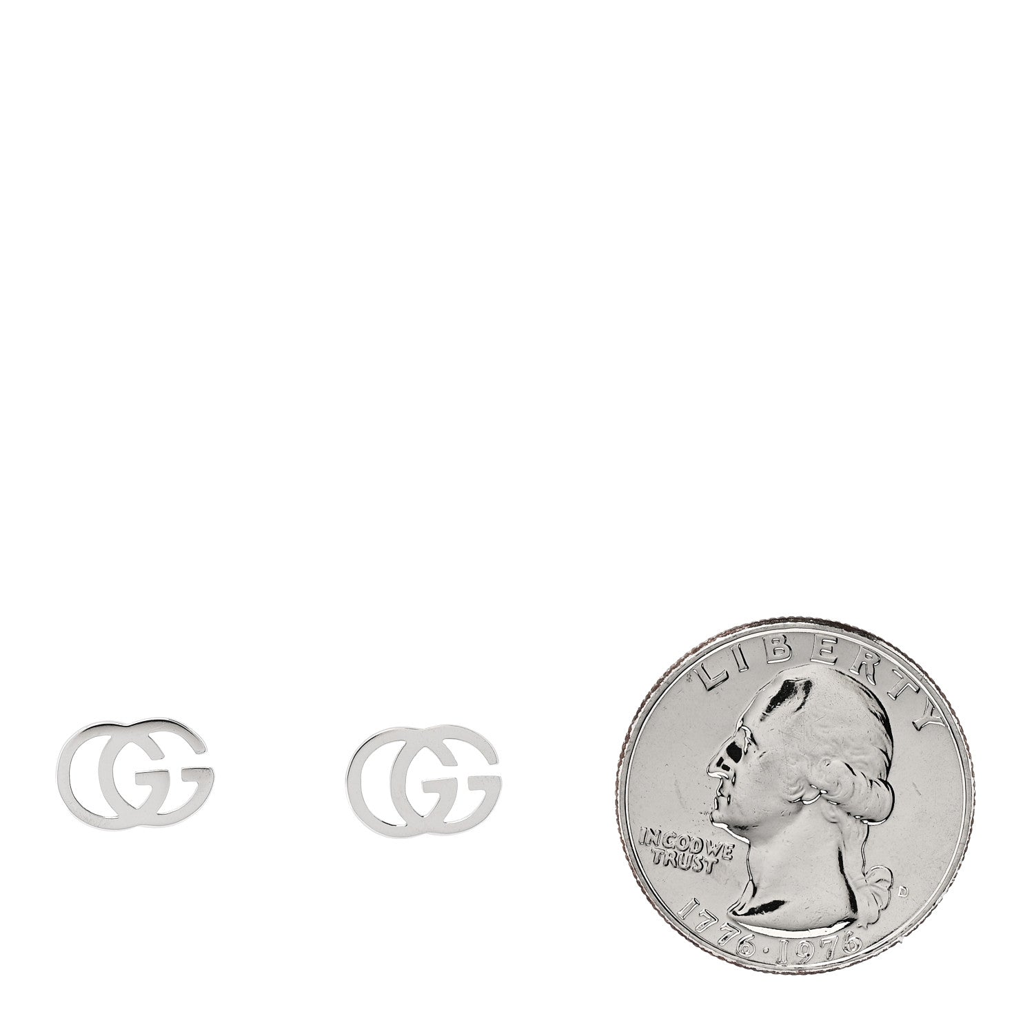 Gucci 18K White Gold Running G Stud Earrings 2 of 5
