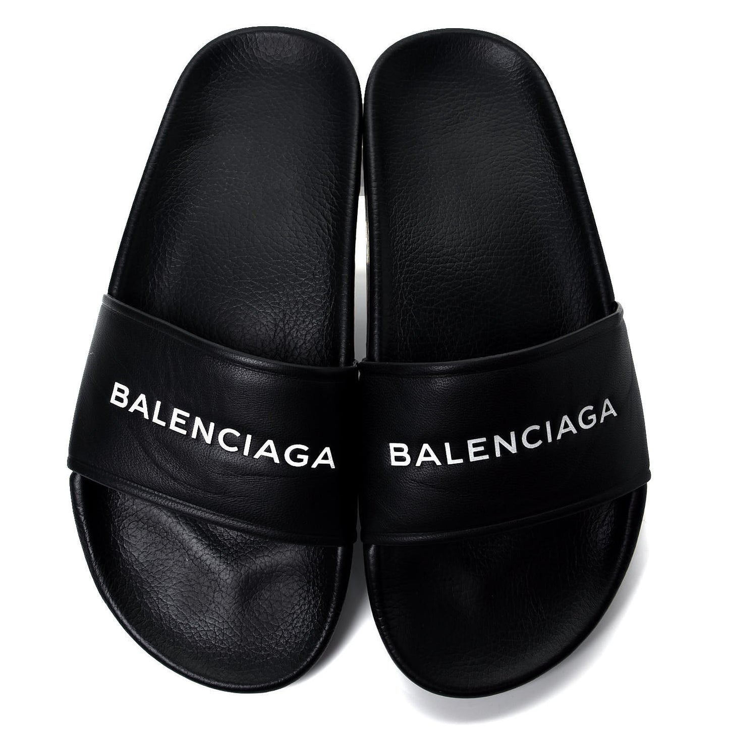 Nappa Logo Pool Slide Sandals 38 Black White