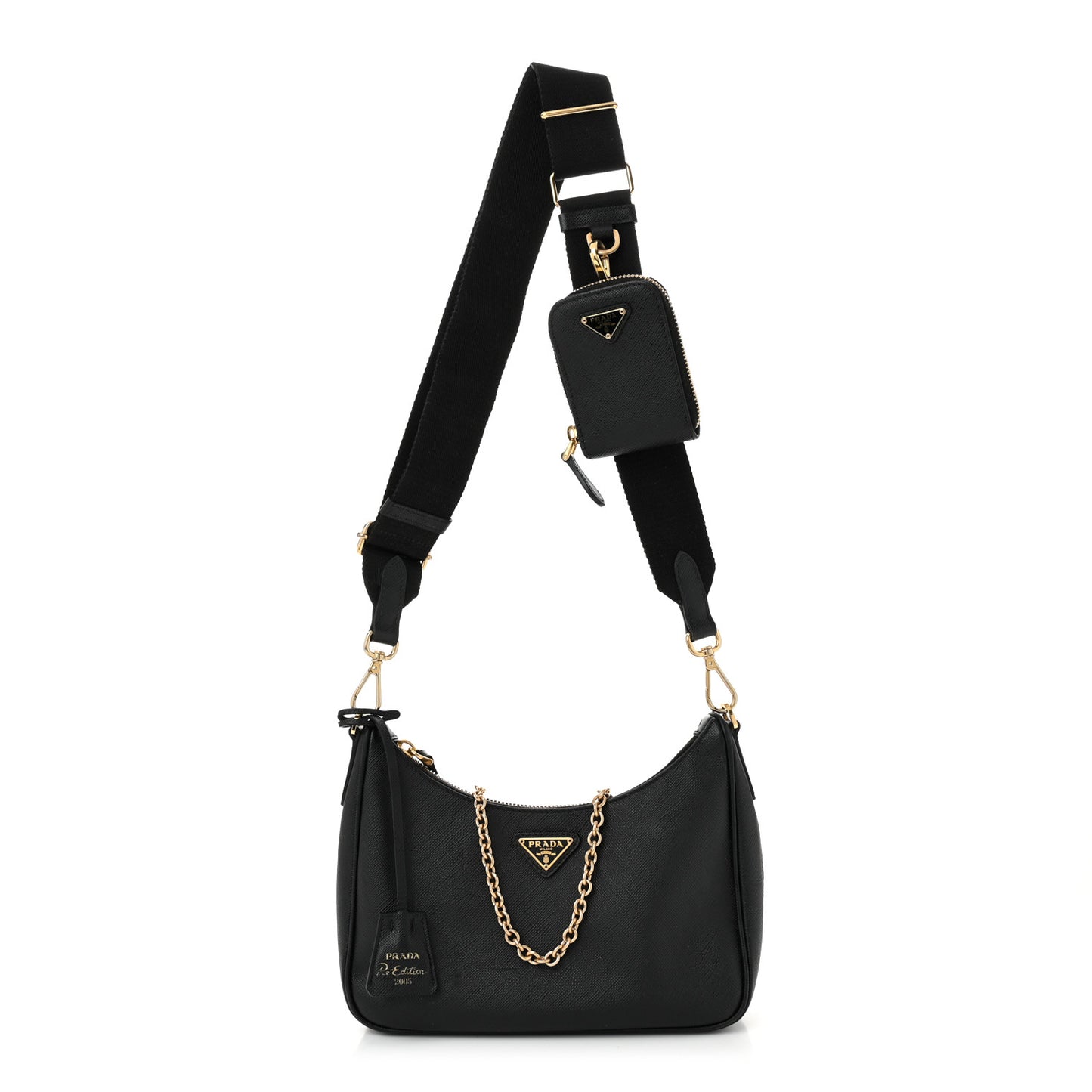 Saffiano Lux Re-Edition 2005 Shoulder Bag Black