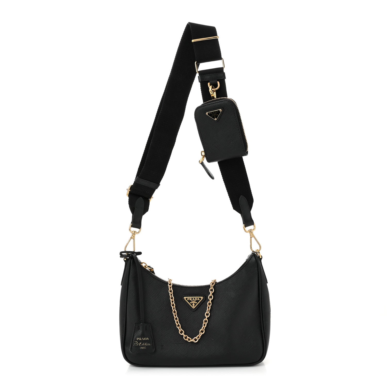 Prada Saffiano Lux Re-Edition 2005 Shoulder Bag Black 1 of 12