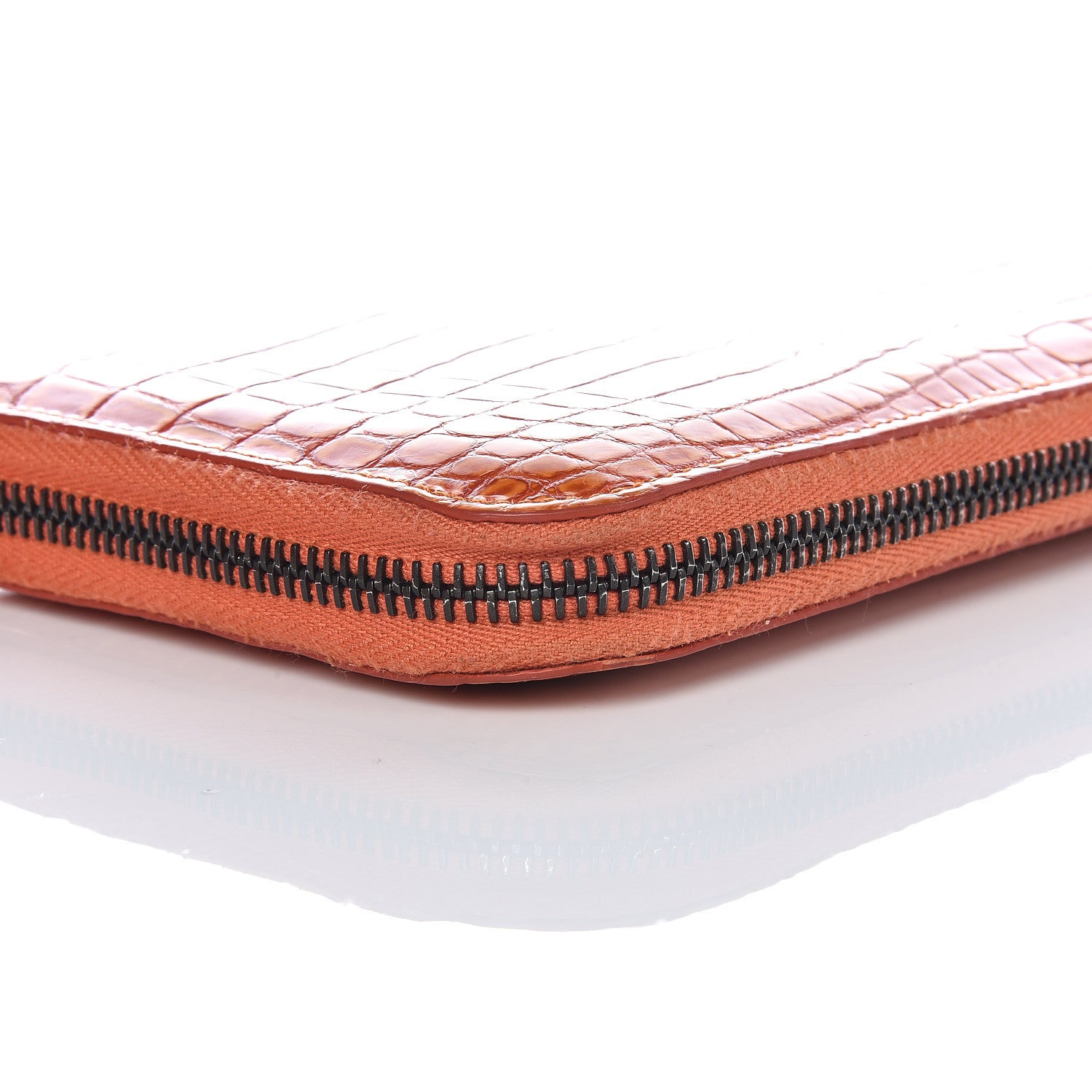 Bottega Veneta Shiny Crocodile Zip Around Wallet Orange 15 of 20