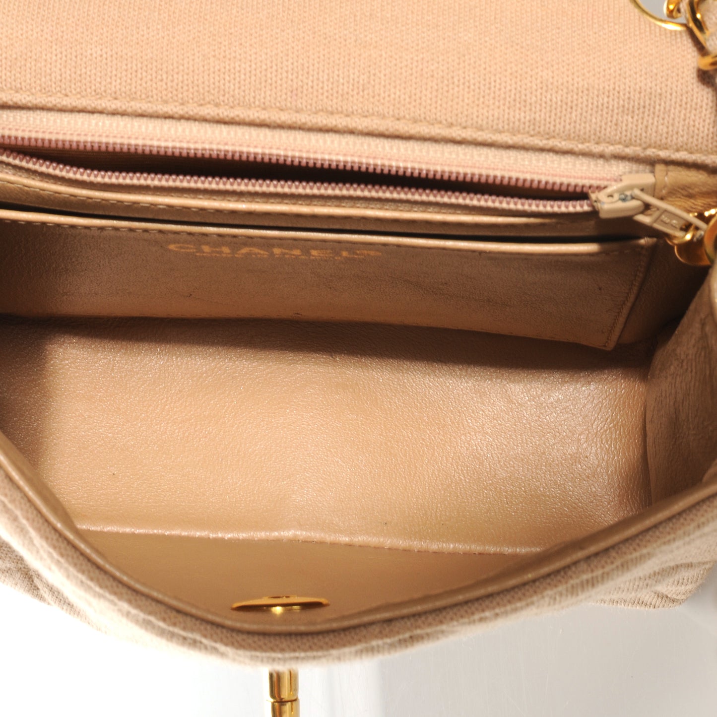 Jersey Quilted Mini Flap Beige