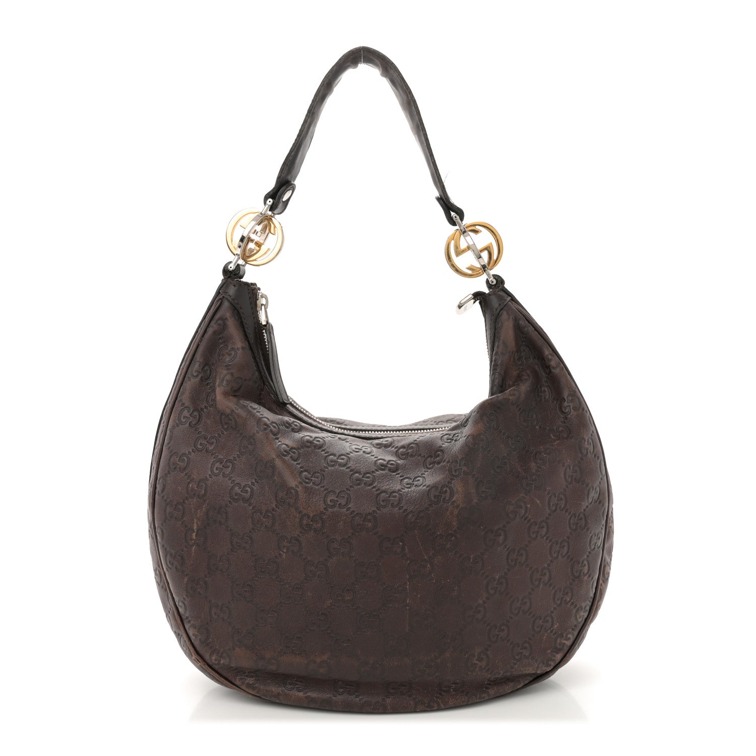 Gucci Guccissima Medium GG Twins Hobo Dark Brown 1 of 15