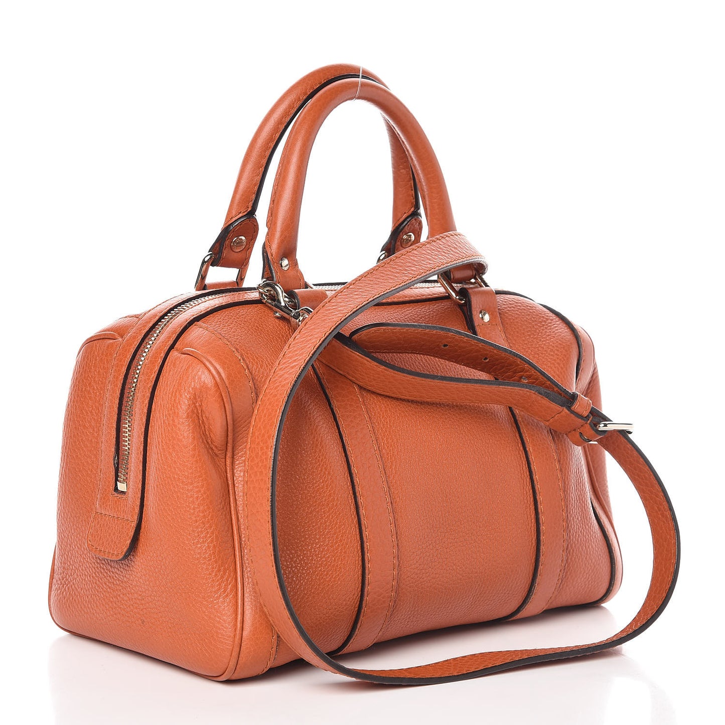 Pebbled Calfskin Small Boston Orange