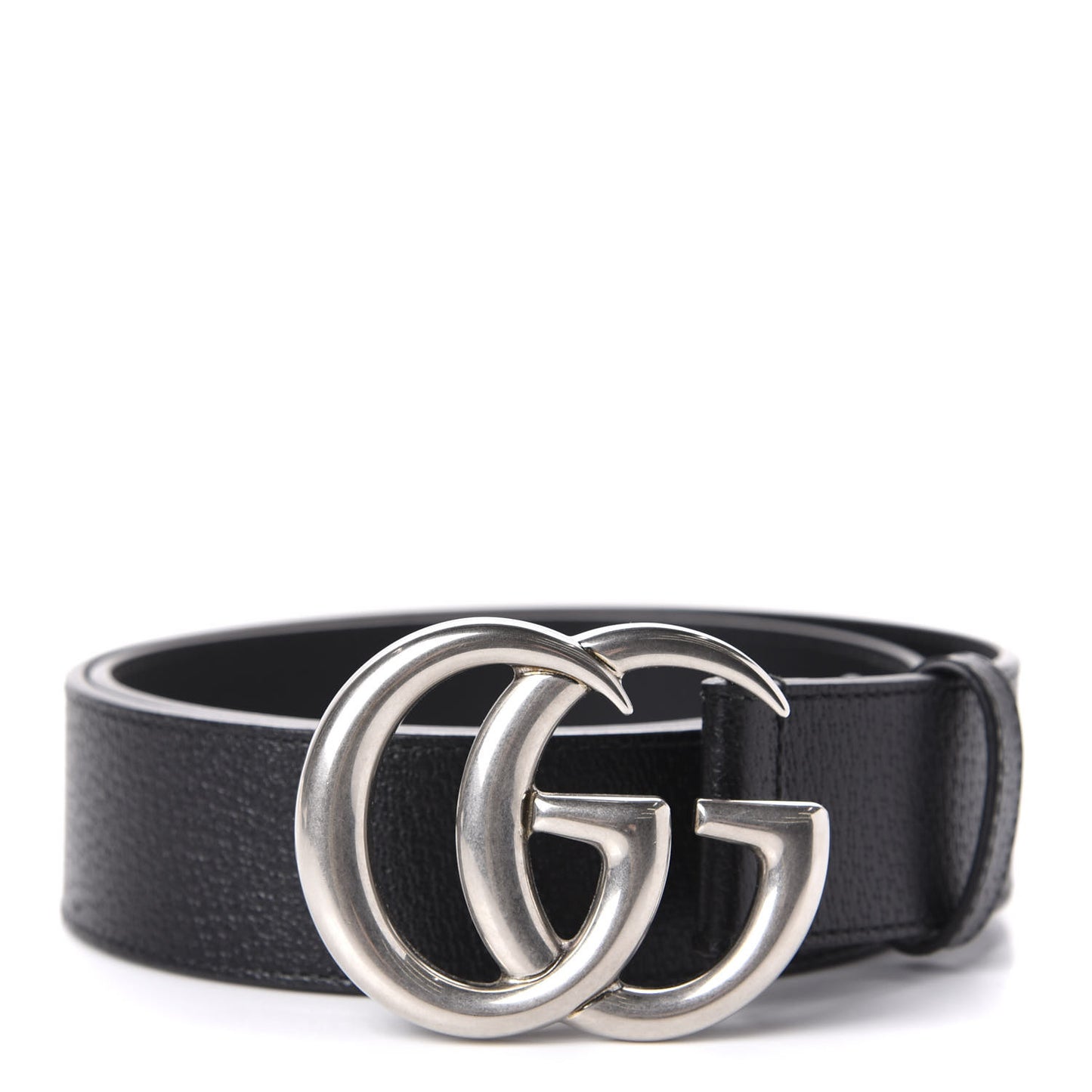 Textured Dollar Calfskin Nickel Double G 40mm Belt 85 34 Black