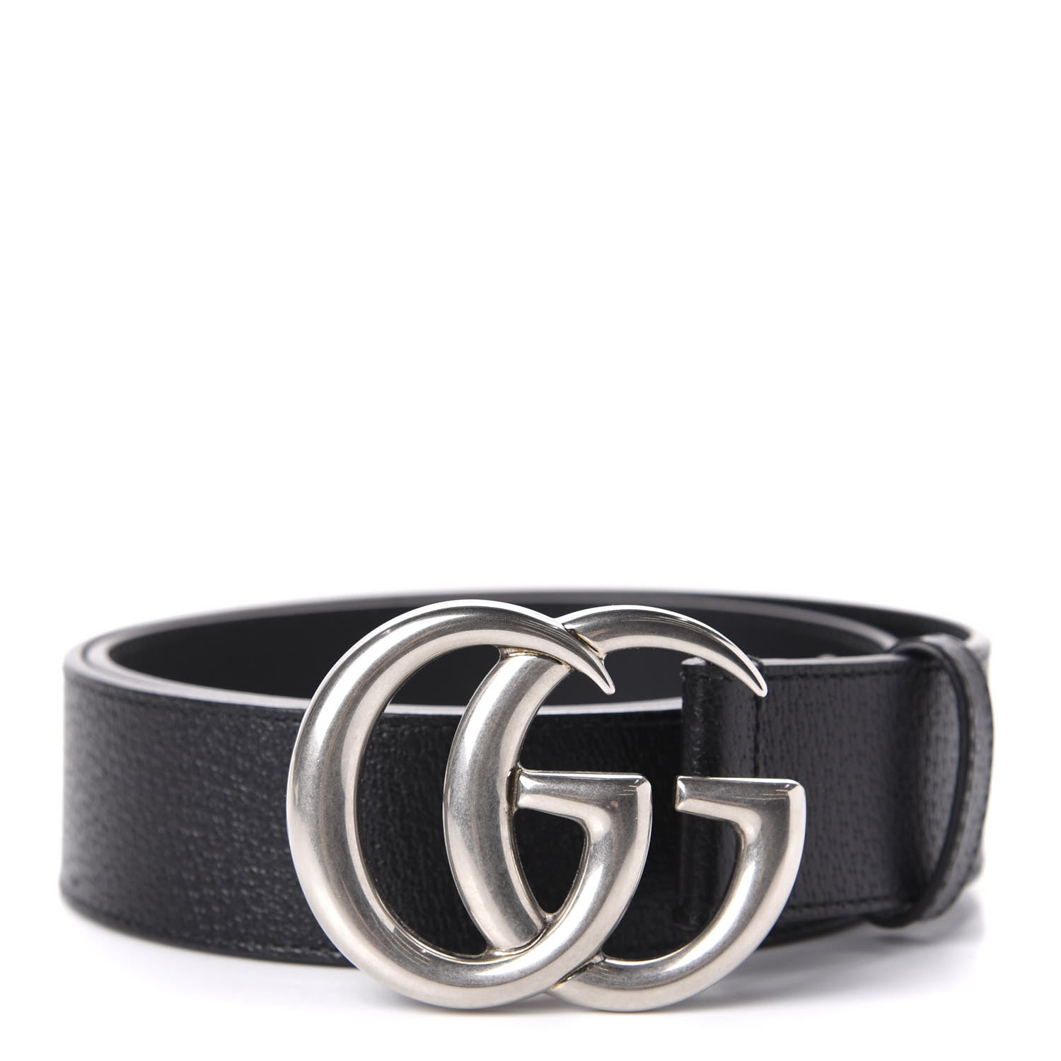 Gucci Textured Dollar Calfskin Nickel Double G 40mm Belt 85 34 Black 1 of 4