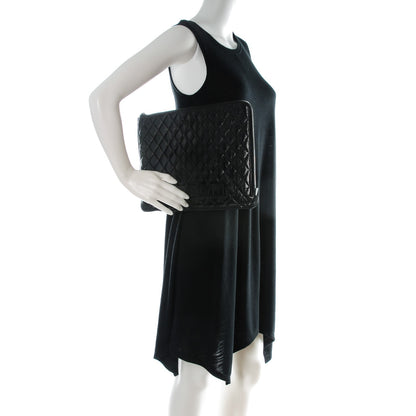 Chanel Crumpled Lambskin Quilted Large Slide Pouch Black 2 of 8