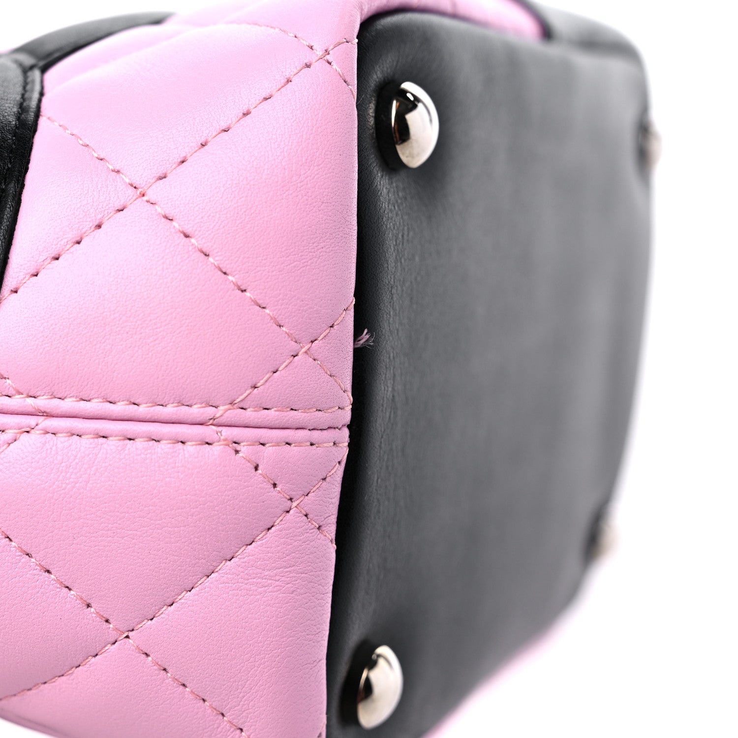 Chanel Calfskin Quilted Small Cambon Tote Pink Black 11 of 14