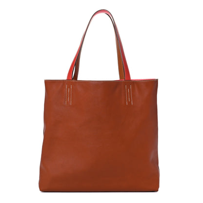 Hermes Veau Sikkim Swift Double Sens 30 Reversible Tote Gold Rose Azalee Rouge Casaque Brique 6 of 14