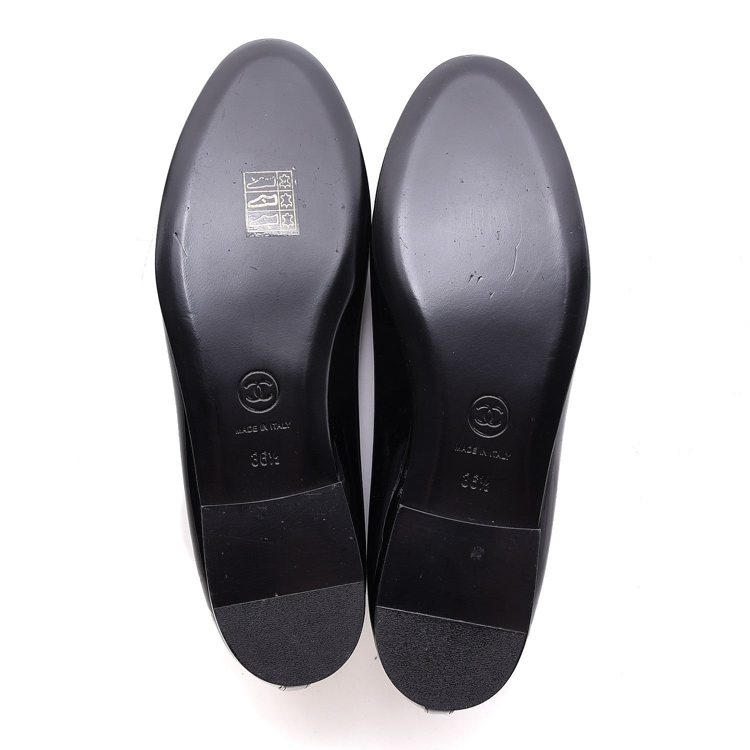 Chanel Patent CC Cap Toe Ballerina Flats 36.5 Black 5 of 8
