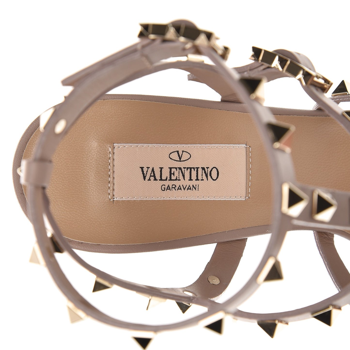 Calfskin Rockstud 90mm City Sandals 39.5 Poudre
