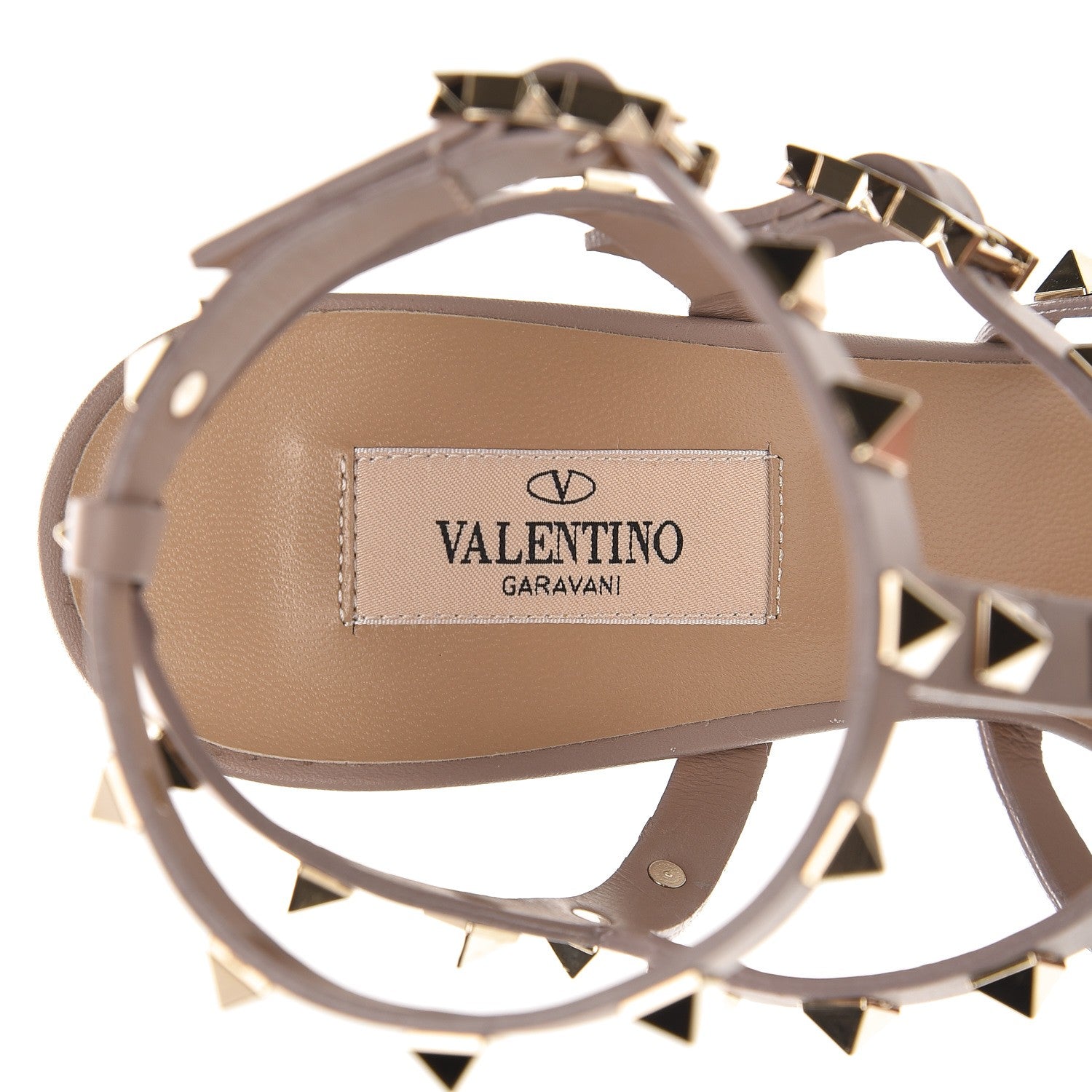 Valentino Garavani Calfskin Rockstud 90mm City Sandals 39.5 Poudre 6 of 8