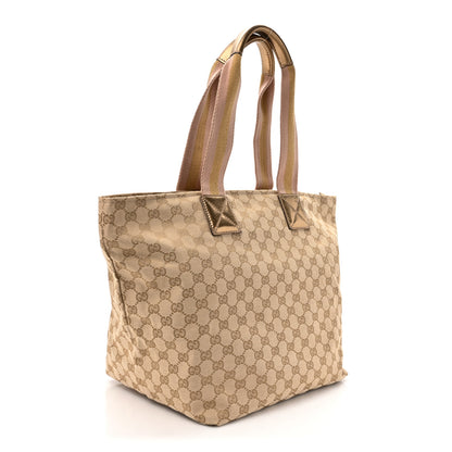 Gucci GG Monogram Large Web Handle Bucket Tote Gold 3 of 15
