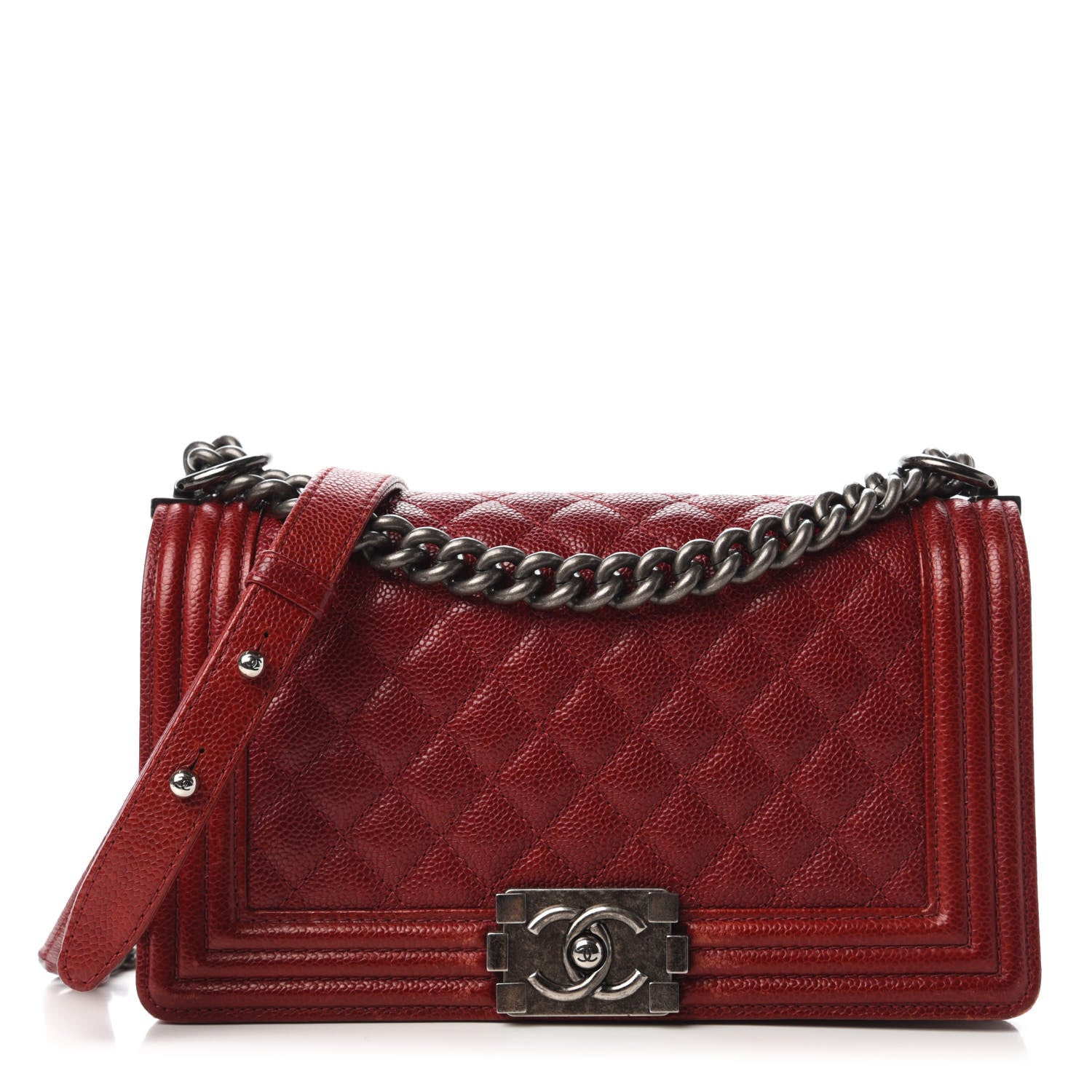 Chanel Caviar Quilted Medium Boy Flap Red 1 of 14