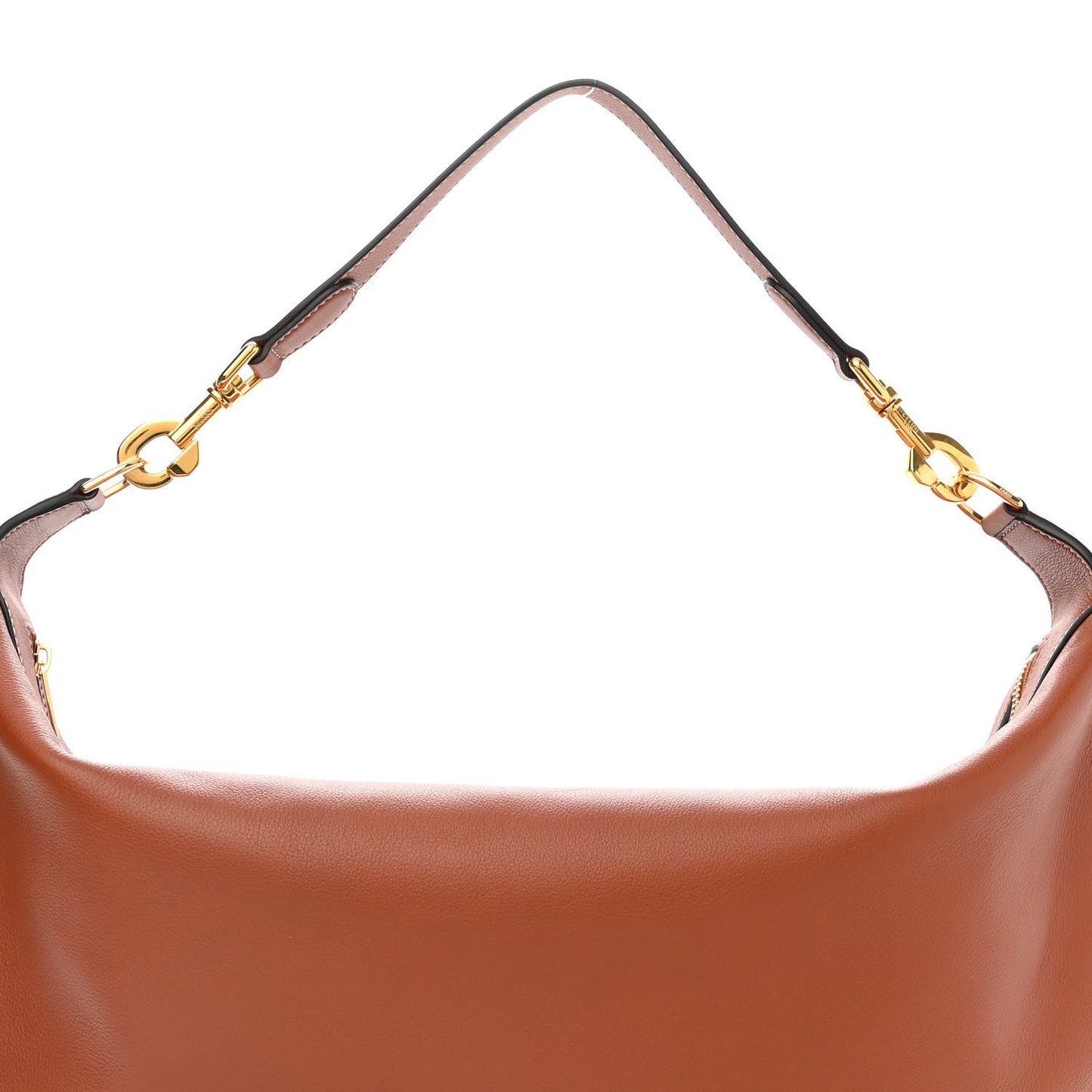 Supple Calfskin Medium Strap Leandre Shoulder Bag Brown