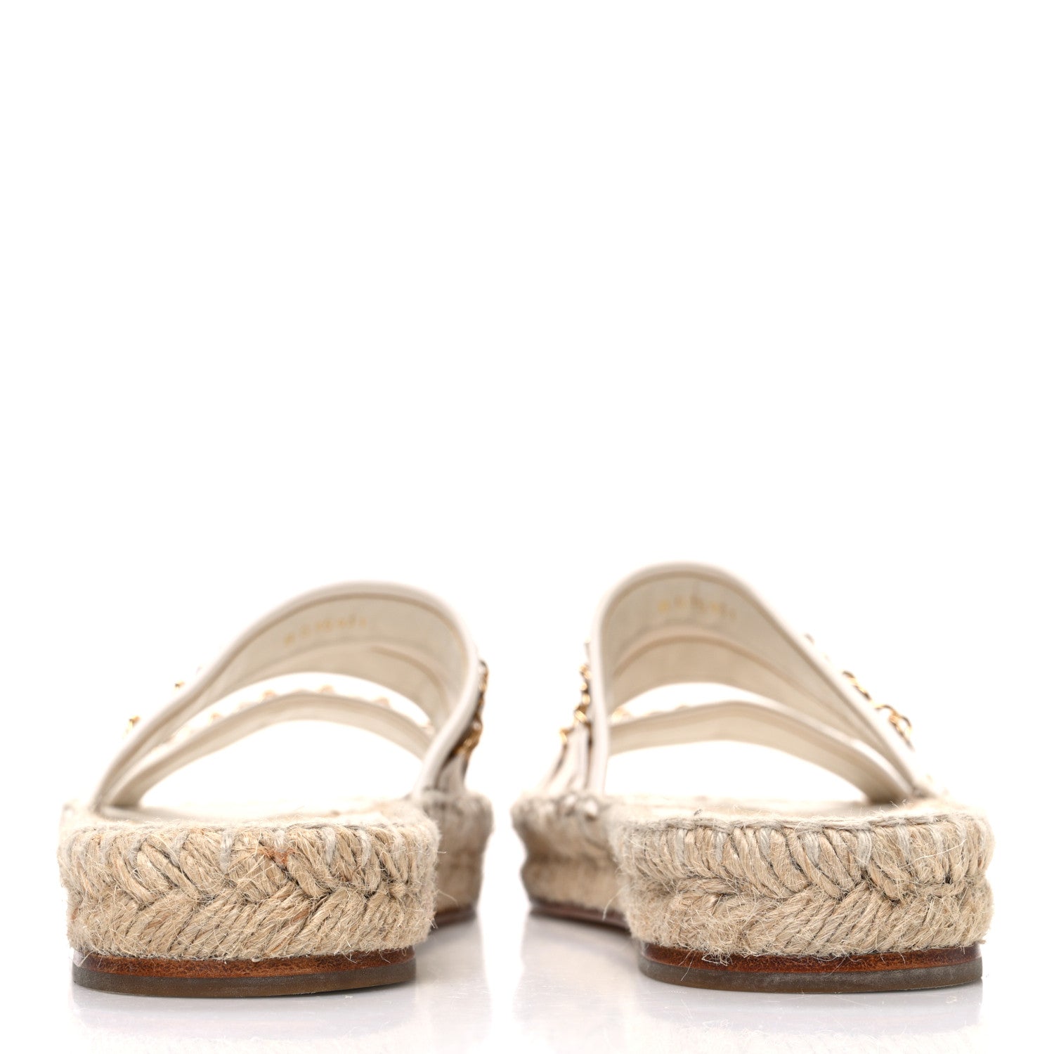 Chanel Lambskin Chain Espadrille Slip On Sandals 36 White 6 of 11