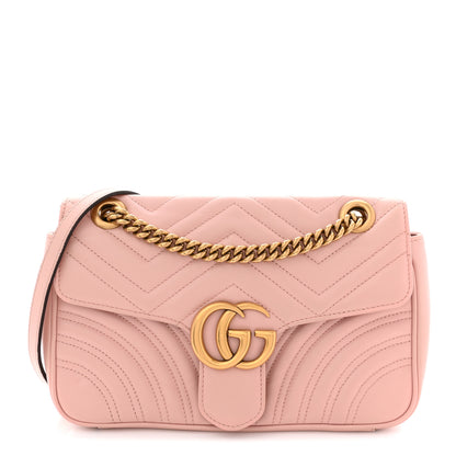 Gucci Calfskin Matelasse Small GG Marmont Shoulder Bag Perfect Pink 1 of 10