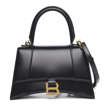 Balenciaga Shiny Box Calfskin Small Hourglass Top Handle Bag Black 1 of 12