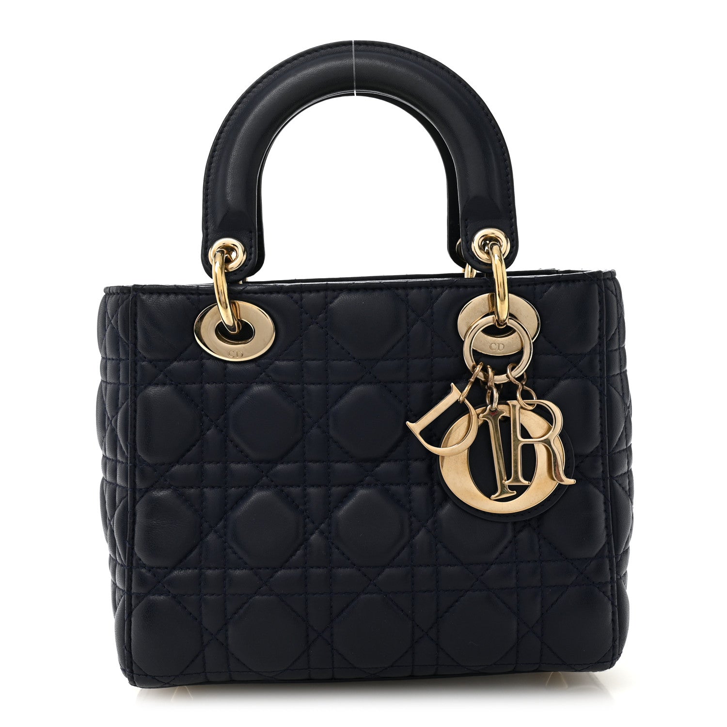 Christian Dior Lambskin Cannage Small Lucky Badges My Lady Dior Navy 1 of 10