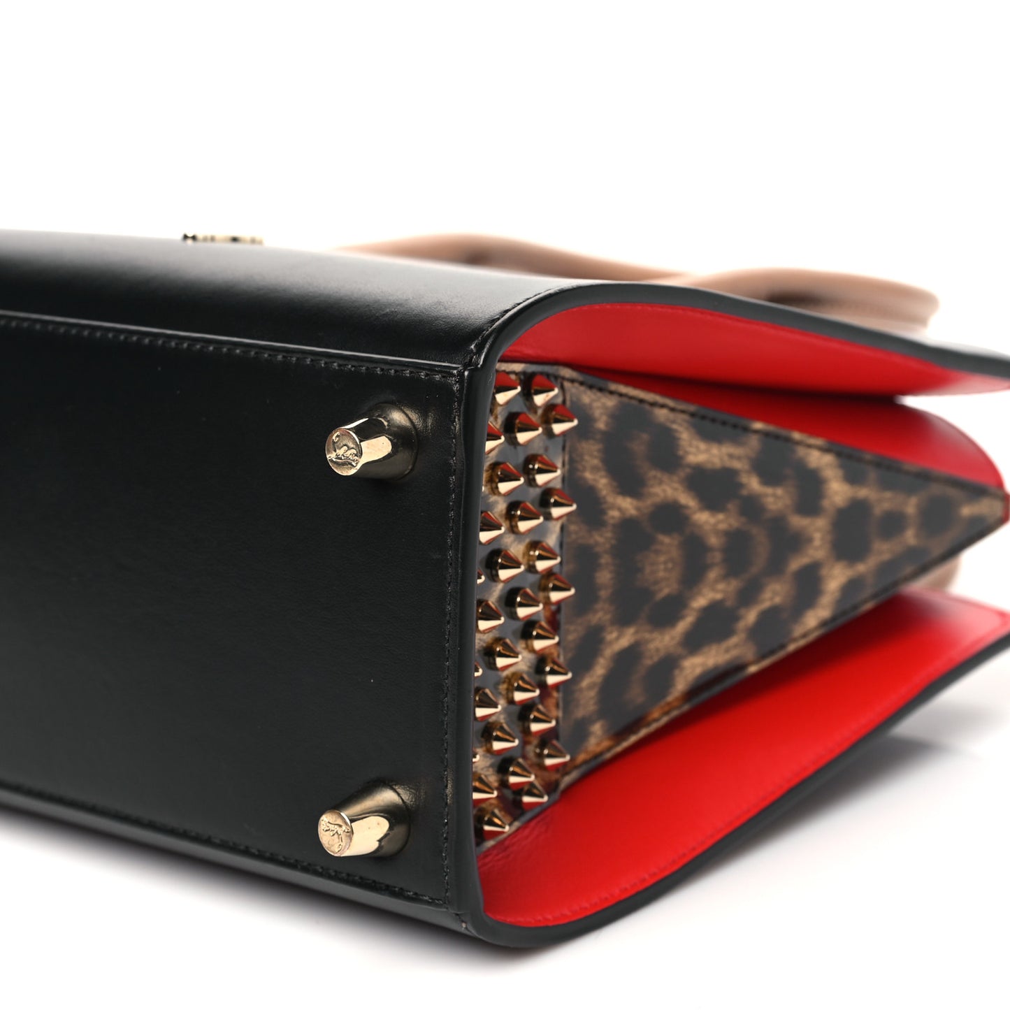 Calfskin Patent Leopard Studded Small Paloma Black