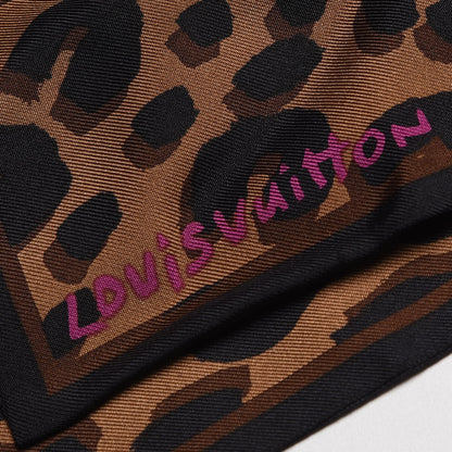 Louis Vuitton Silk Leopard Bandeau Scarf Marron 4 of 7