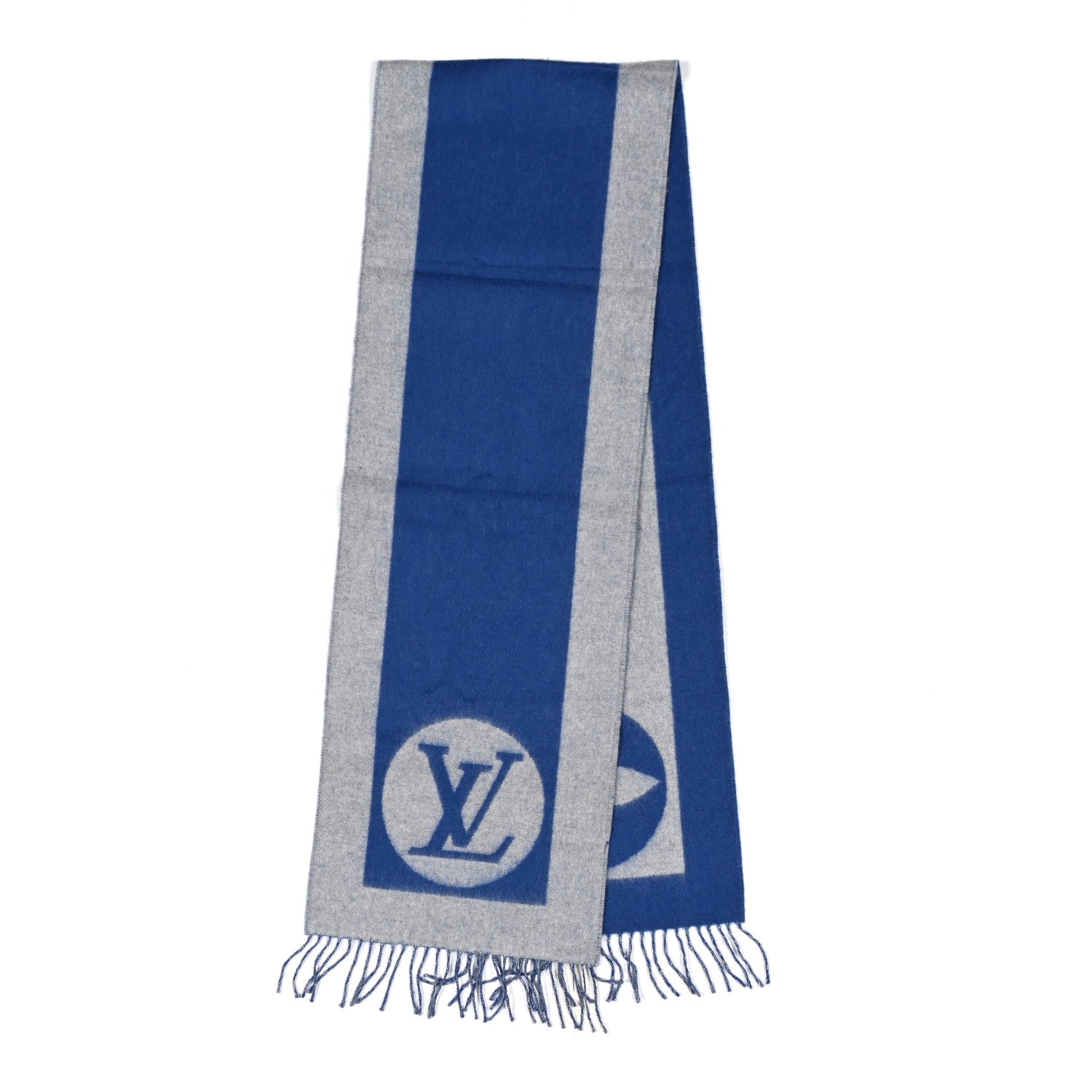 Louis Vuitton Lambswool Angora Cardiff Scarf Blue Grey 1853176